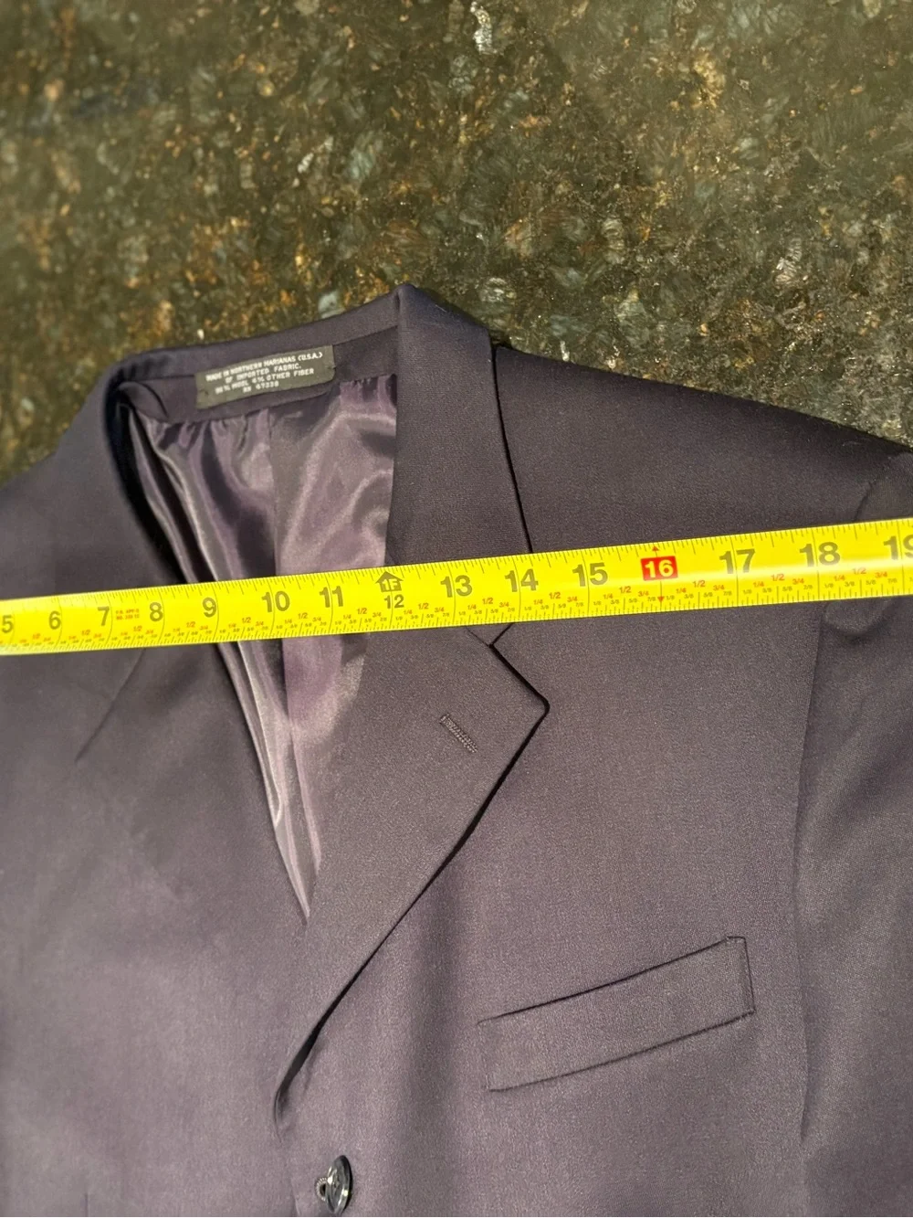 J Ferrar Mens 40R Navy Wool Blend Blazer Sport Coat 3 Button Classic Jacket